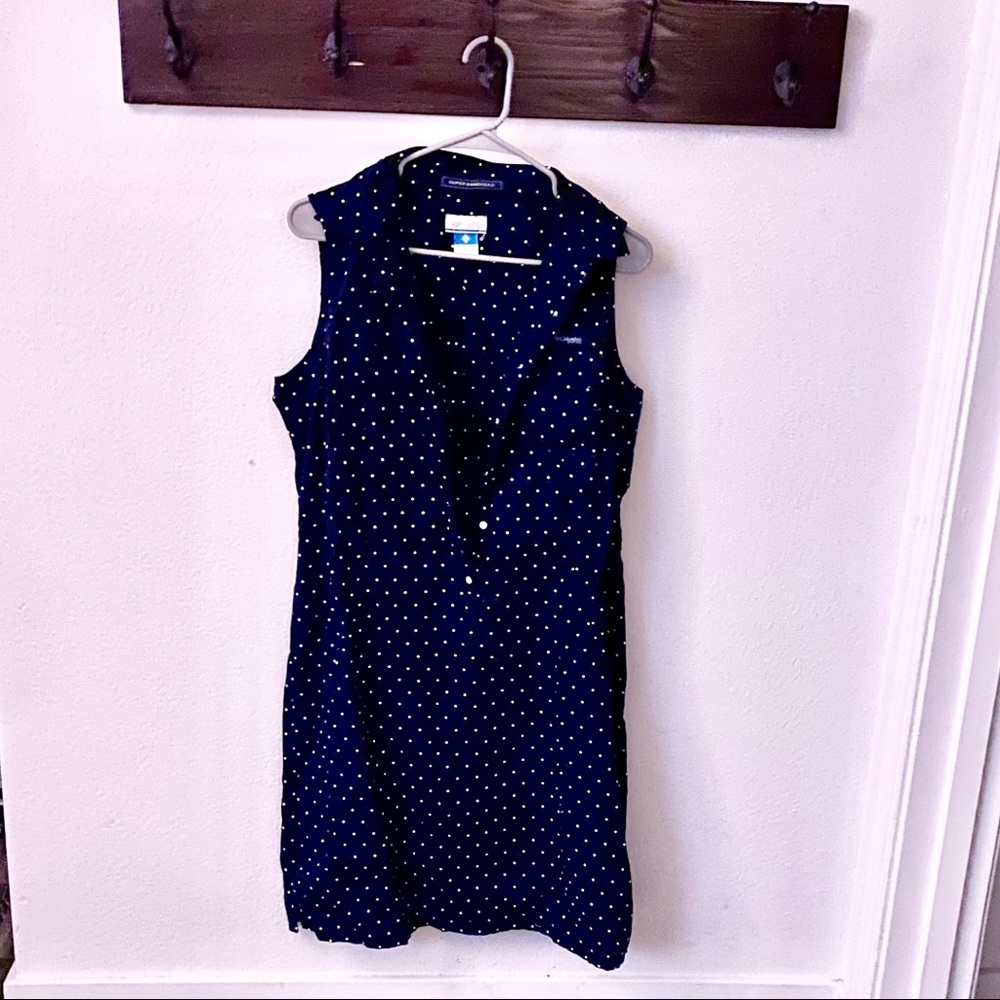 EUC Columbia PFG Navy Polka Dot Dress, XL